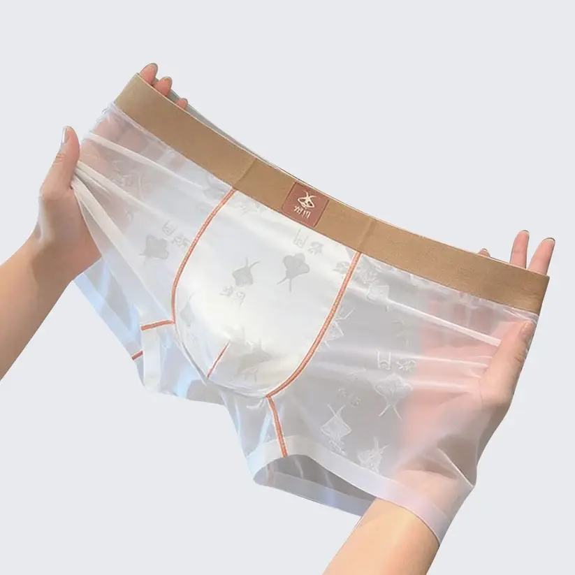 Men's Ice Silk Seamless Breathable Ultra-Thin Boxer Briefs Pack of 3