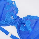 Plus Size Embroidered Sheer Bra Sexy Push Up Lingerie Set