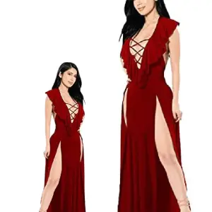 فستان “إغراء الليل” الأحمر بفتحتين – كود 36