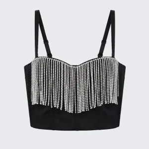 Rhinestone Tassel Chain Cami Corset Going Out Top