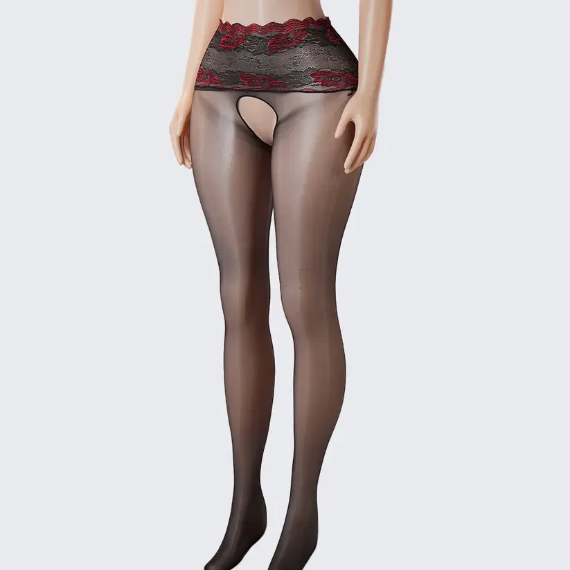 Lace Scented Ultra-Thin See-Through Open-Crotch Pantyhose