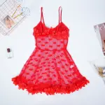 Red See-Through Ruffled Dress