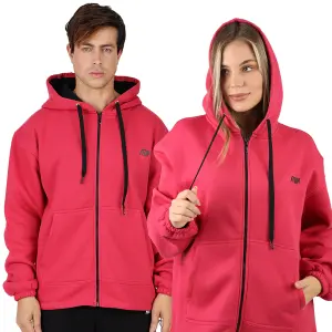 Unisex Essential Zip Magenta Hoodie