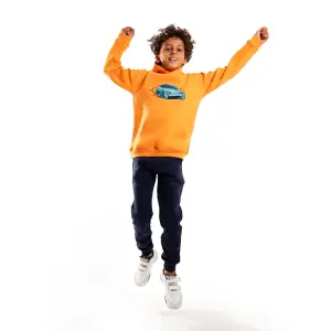 Orange Hoodie with "Blue car" Print 🧡🚘