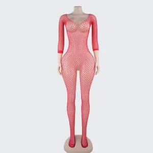 [2+ Items, 300 EGP Each] Women's See-Through Fishnet Open Crotch Net Tights Bodystocking