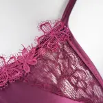 Silk Lace Trim Cutout Camisole Pants Sleepwear Set
