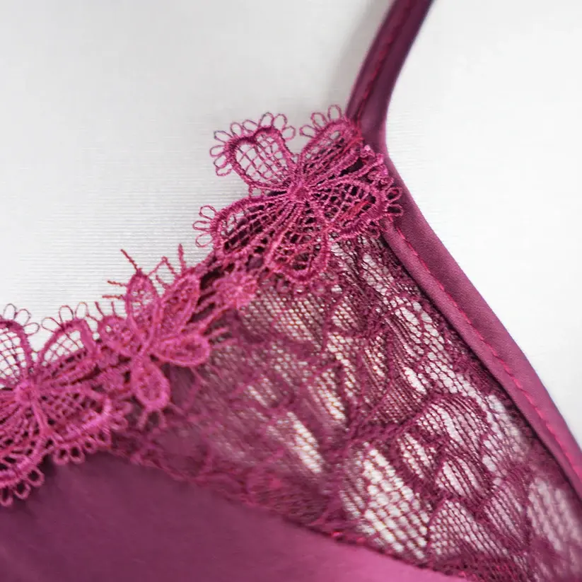 Silk Lace Trim Cutout Camisole Pants Sleepwear Set