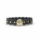 Wide Embellished Belt with Statement Round Buckle BT-12