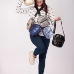Metallic Puffy Cross Bag Black