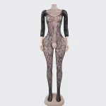 [2+ Items, 300 EGP Each] Full Body Fishnet Lingerie with Dragon Print and Open Crotch