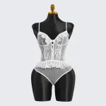 White Floral Lace Teddy Bodysuit