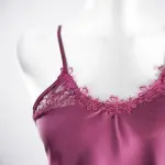 Silk Lace Trim Cutout Camisole Pants Sleepwear Set