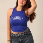 Blue in white corteiz top