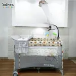 سرير أطفال بلاي بن مع ناموسية وسلة تخزين – Brave Baby