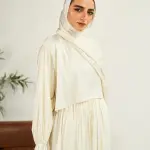 CREAMY WHITE SATIN DRESS ISDAL