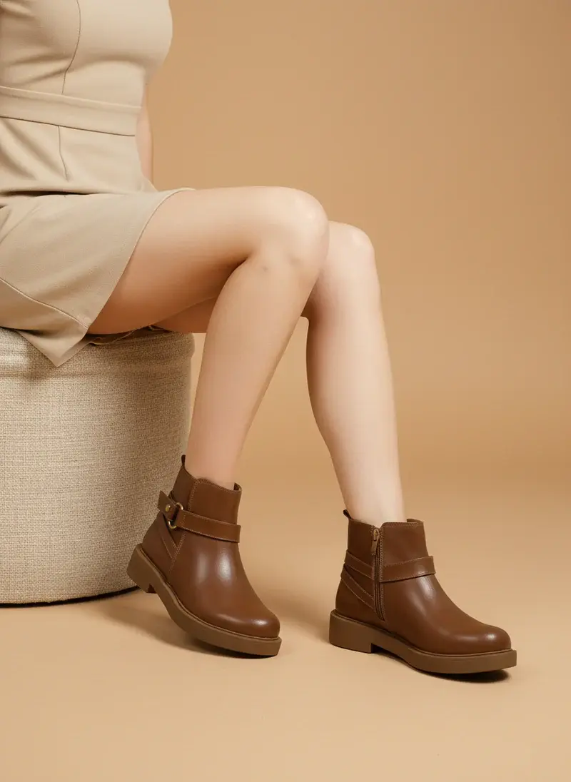 Boot with an elegant round buckle B-3