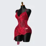 Red Lace See-through Lingerie Dress
