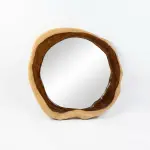 Handmade Organic Natural Wood Live Edge Round Wall Mirror