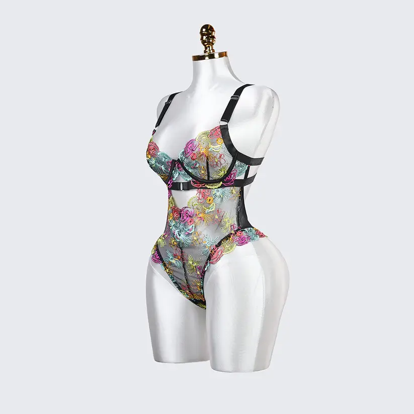 Floral Embroidery Lace Bodysuit