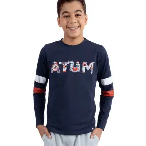 Long Sleeves Boy's Training Navy T-Shirt