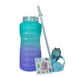 Md Stay Fit Water Bottle with Straw, Gradient color, Motivational Quotes, Flip-Top Lid with Handle, 64oz/2000ml