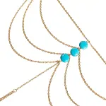 Turquoise Bead Toe Anklet Chain Fringe Metal Foot Jewelry