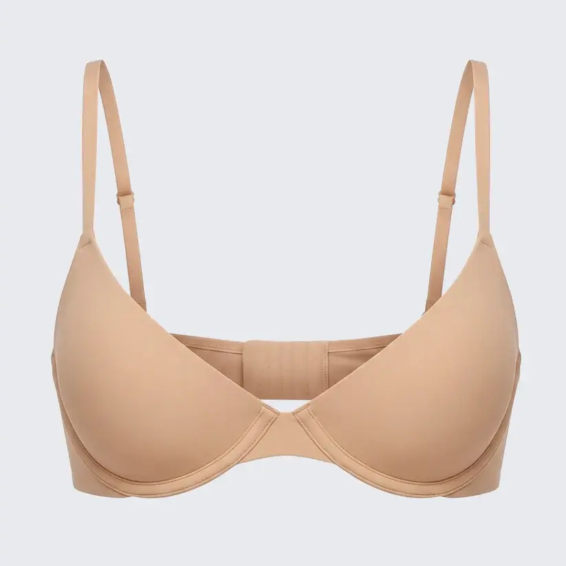 Seamless Soft Wire Plunge Bra Invisible Demi Push Up Bralette