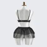 Black Lace Butterfly Embroidery Bra & Panty Set