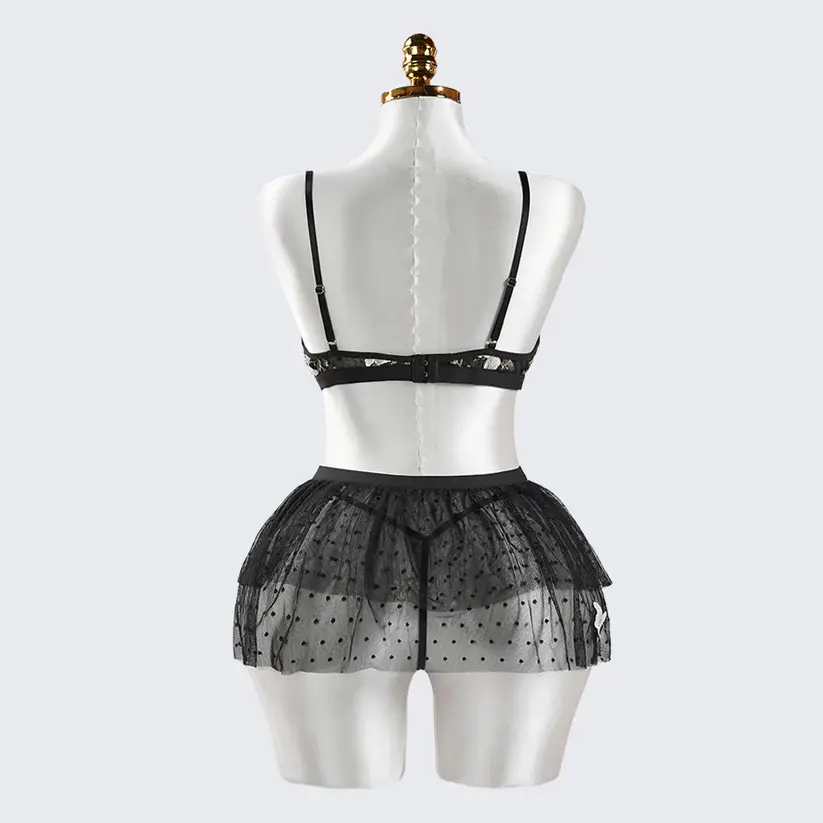 Black Lace Butterfly Embroidery Bra & Panty Set