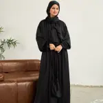BLACK SATIN DRESS ISDAL