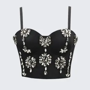Women's Rhinestone Spaghetti Strap Shaping Corset with Boning