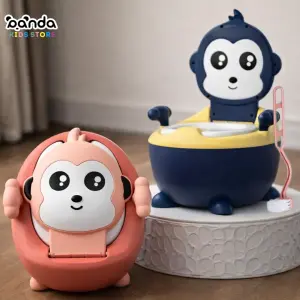 بوتي مجسمة قرد + فرشة تنضيف ، بيد ودرج قابل للفصل ، وقاعدة مبطنة قابلة للفصل والغسل