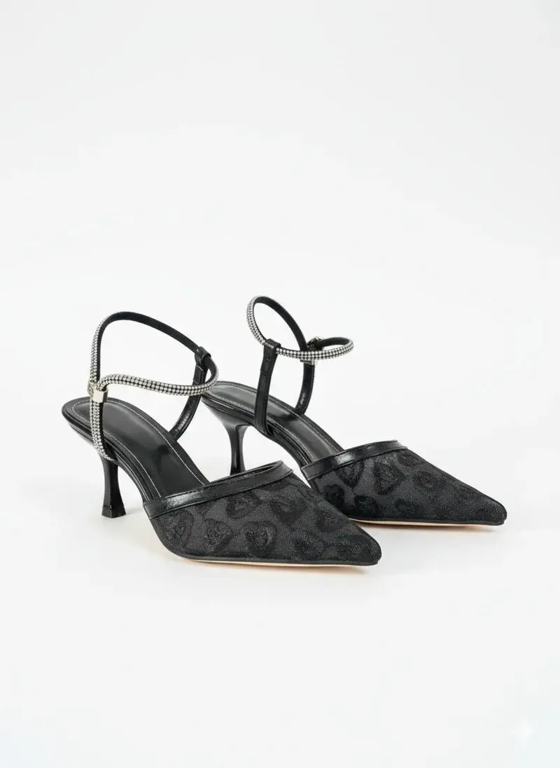 Elegant Lace Ankle Strap Heel C-80