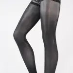 High Waist Lace Pantyhose Seamless Glossy 5D Ultra-Thin Crotchless Lingerie