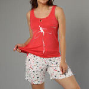 Printed Cotton Tank Top & Hot Shorts Set