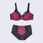 Plus Size Printed Lace Underwire Bra Panty Set