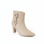 Elegant ankle boots with metallic ring details B-49