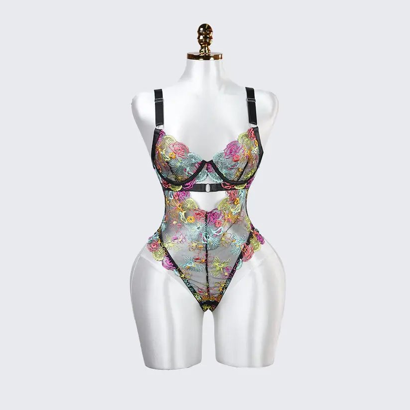 Floral Embroidery Lace Bodysuit