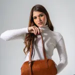 Suede-Panel Bowling Bag