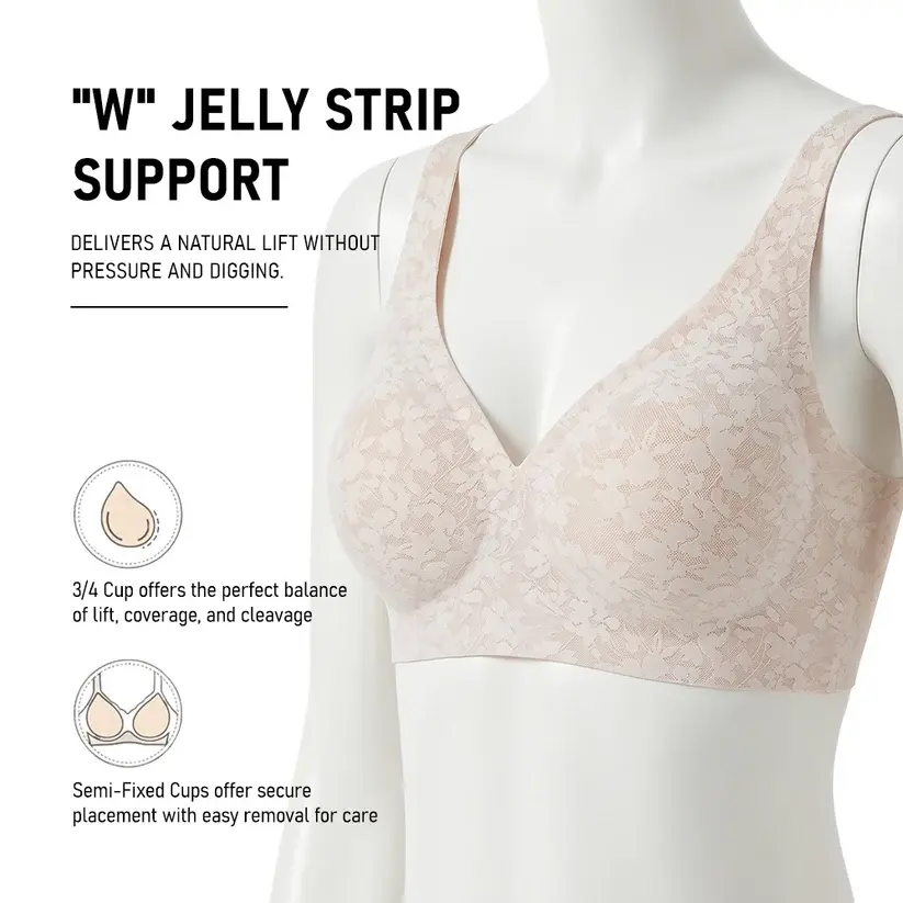 Seamless Lace Wirefree Push Up Bra Soft Support Plus Size Bralette