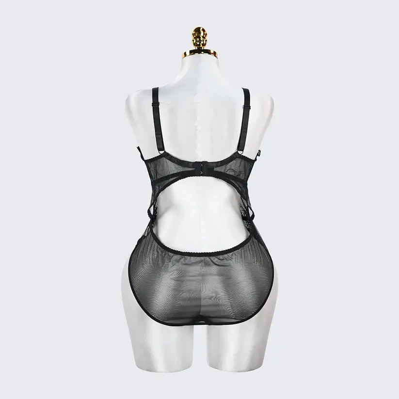 Plus Size Sexy Sheer Tummy Shaper Slimming Bodysuit