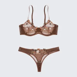 Sexy Butterfly Lace Bra Set Full Bust Minimizer