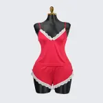 Plus Size Satin Red Pajama Set