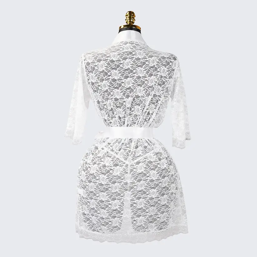 Lace Embroidered Sheer Hollow-Out Robe