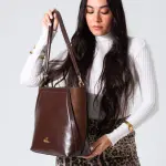 Minimal Shape Shoulder Bag-brown