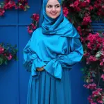 IRIS BLUE SATIN DRESS ISDAL