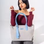 Tote Bag with Contrast Handle - BLUE