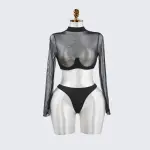 Mesh Crop Top Stockings Set