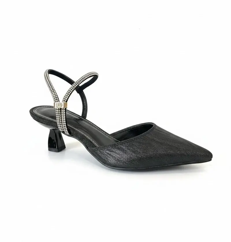 Heel with Sparkling Back Strap and Luxurious Details C-78