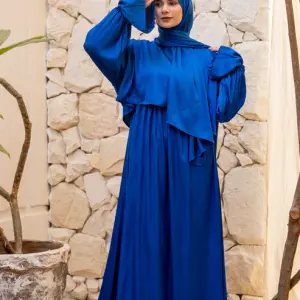 ELECTRIC BLUE SATIN DRESS ISDAL